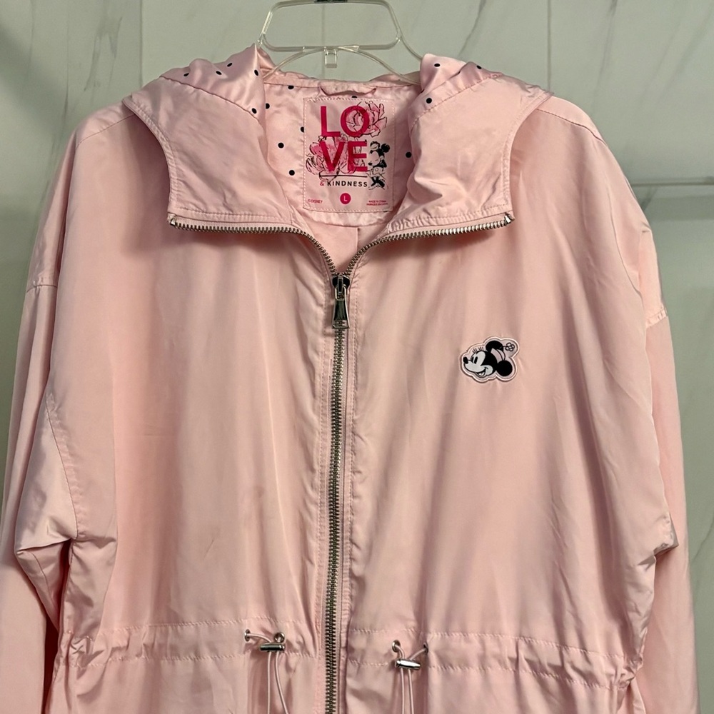 Disney Minnie Mouse Blush Pink Utility Hooded Jacket Love & Kindness Hearts - Picture 5 of 9